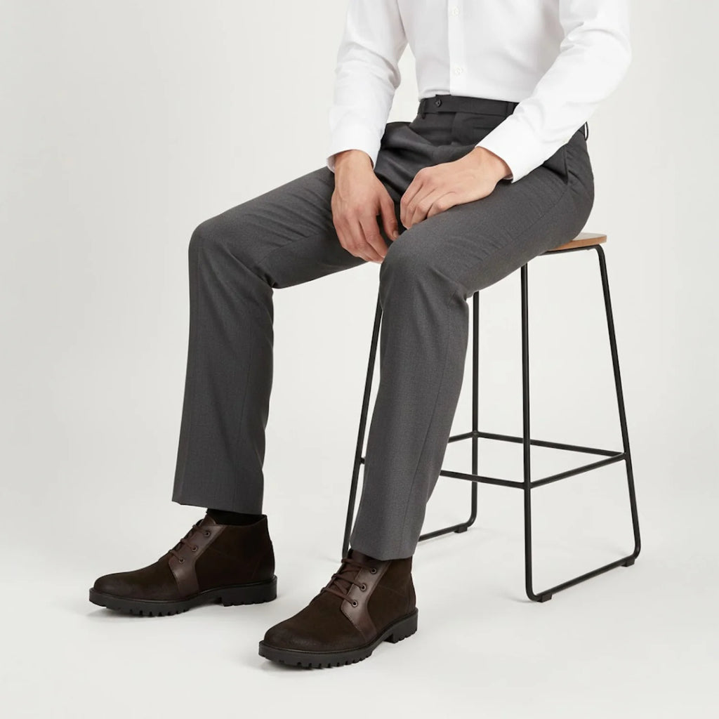 Aryaki Dark Brown Bi-Material Chukka Boots | Rugged Suede & Leather Lug-Sole Boots