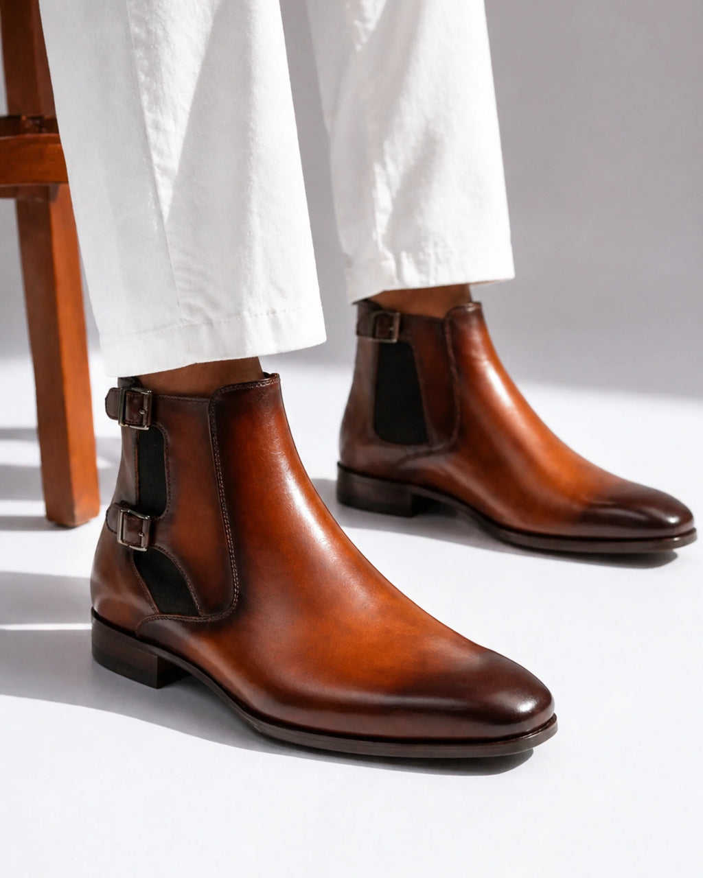 Aryaki Amber Tan Sovereign Doublestrap Monk Boots | Handmade Leather Monkstrap Boots