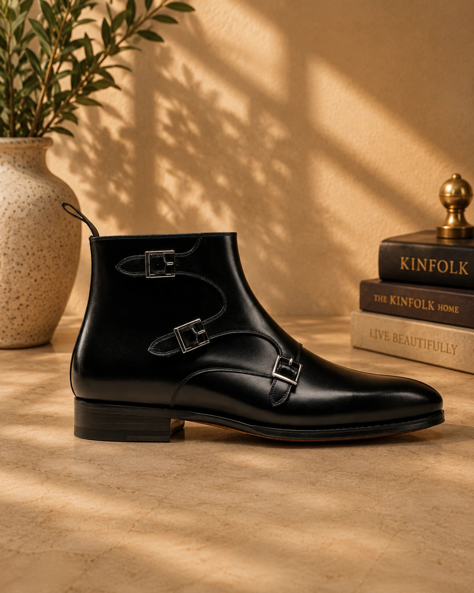 Aryaki Brown Monkstrap Boots | Handmade Leather Monkstrap Boots