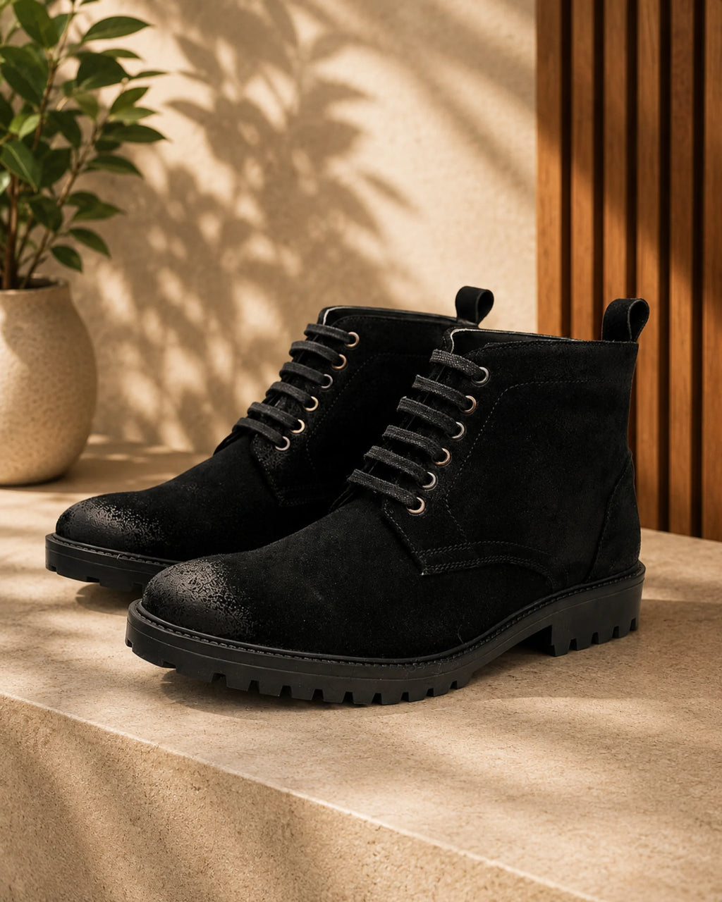 Aryaki Dark Brown Bi-Material Chukka Boots | Rugged Suede & Leather Lug-Sole Boots