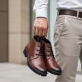 Aryaki Tan Patina Commando Chukka Boots