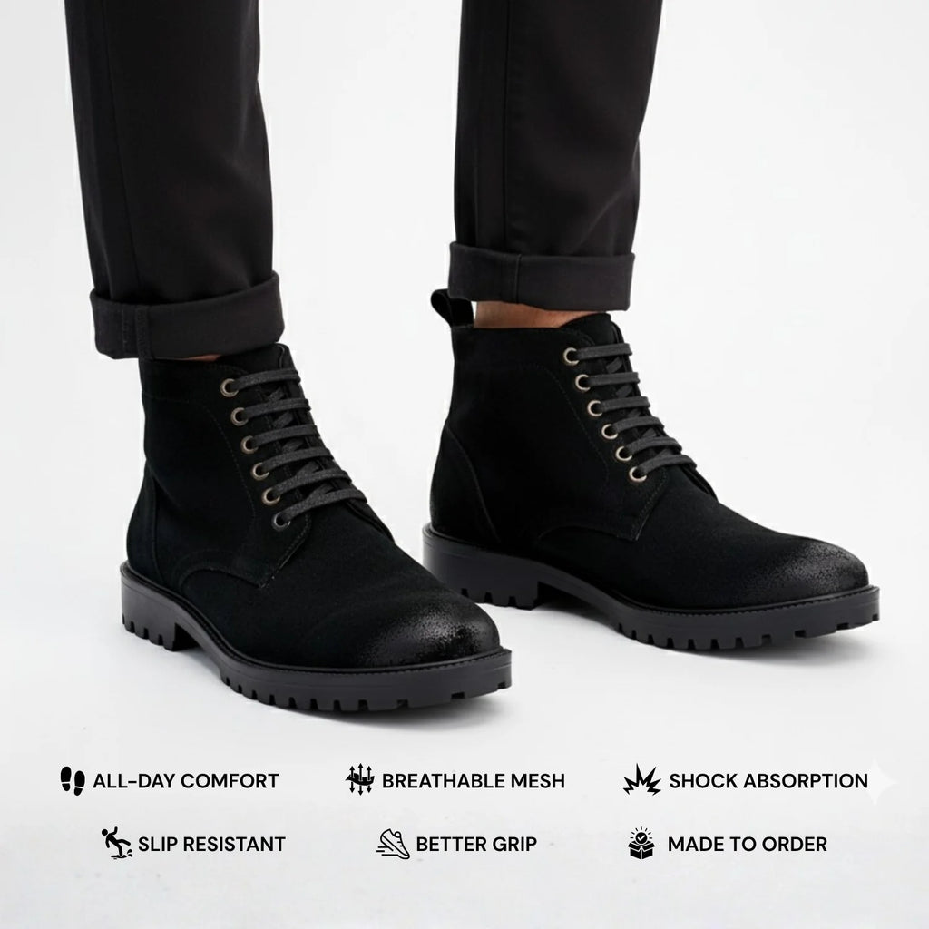 Aryaki Dark Brown Bi-Material Chukka Boots | Rugged Suede & Leather Lug-Sole Boots
