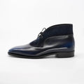 Aryaki Midnight Blue Leather Chukka Boots | Bi-Material Chukka Boots