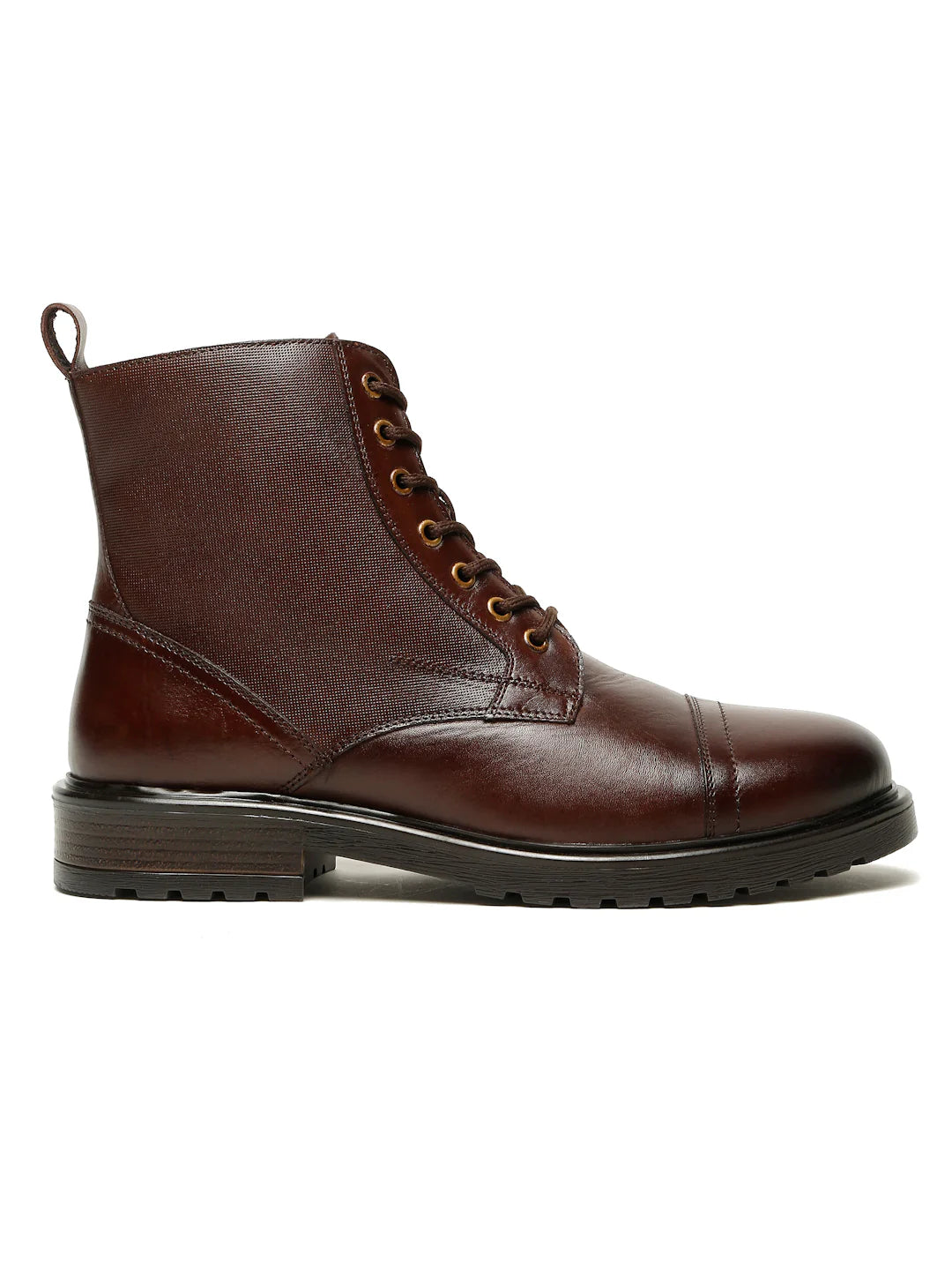 Teakwoodleathers Men's Leather Combat Boots with Side Zipper - Premium High-Top Dress Profile