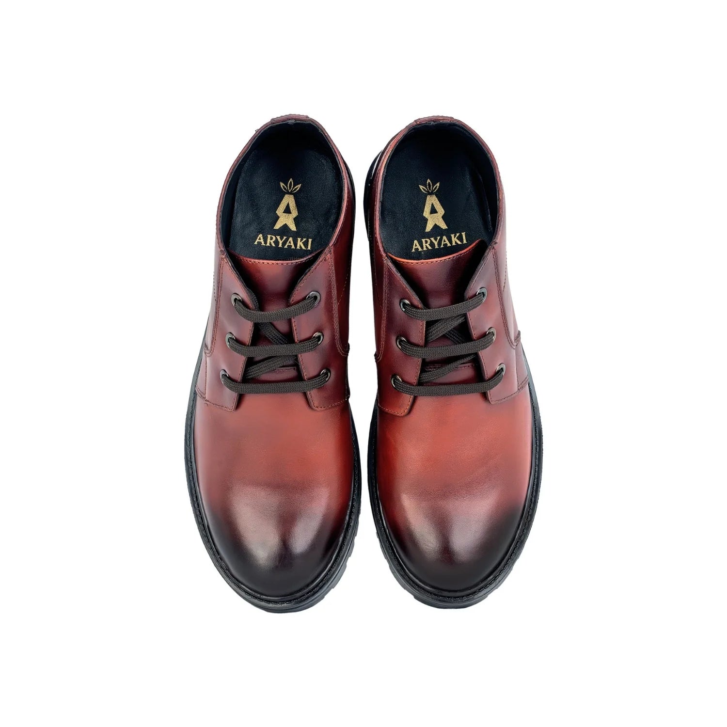 Aryaki Tan Patina Commando Chukka Boots