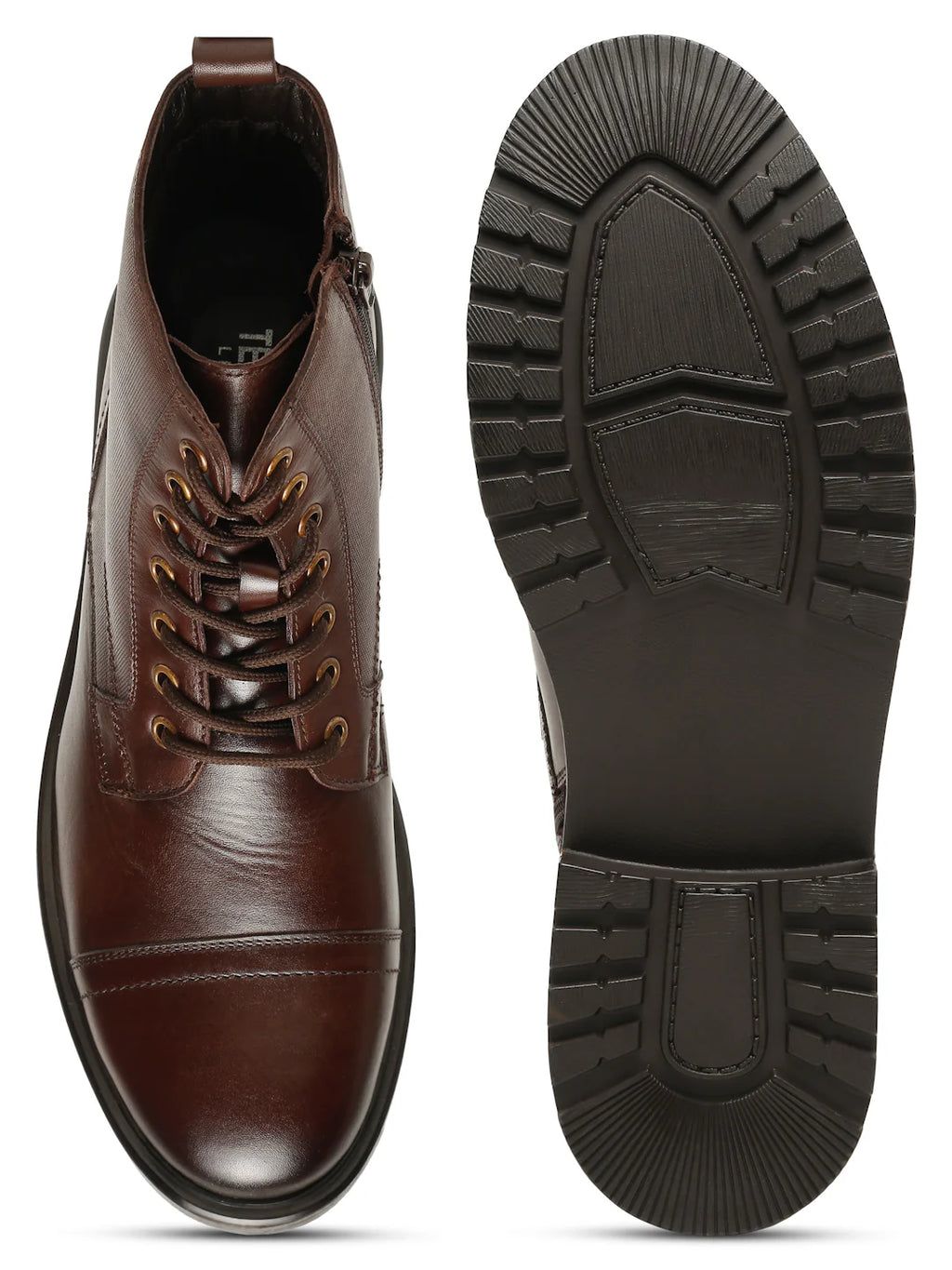 Teakwoodleathers Men's Leather Combat Boots with Side Zipper - Premium High-Top Dress Profile