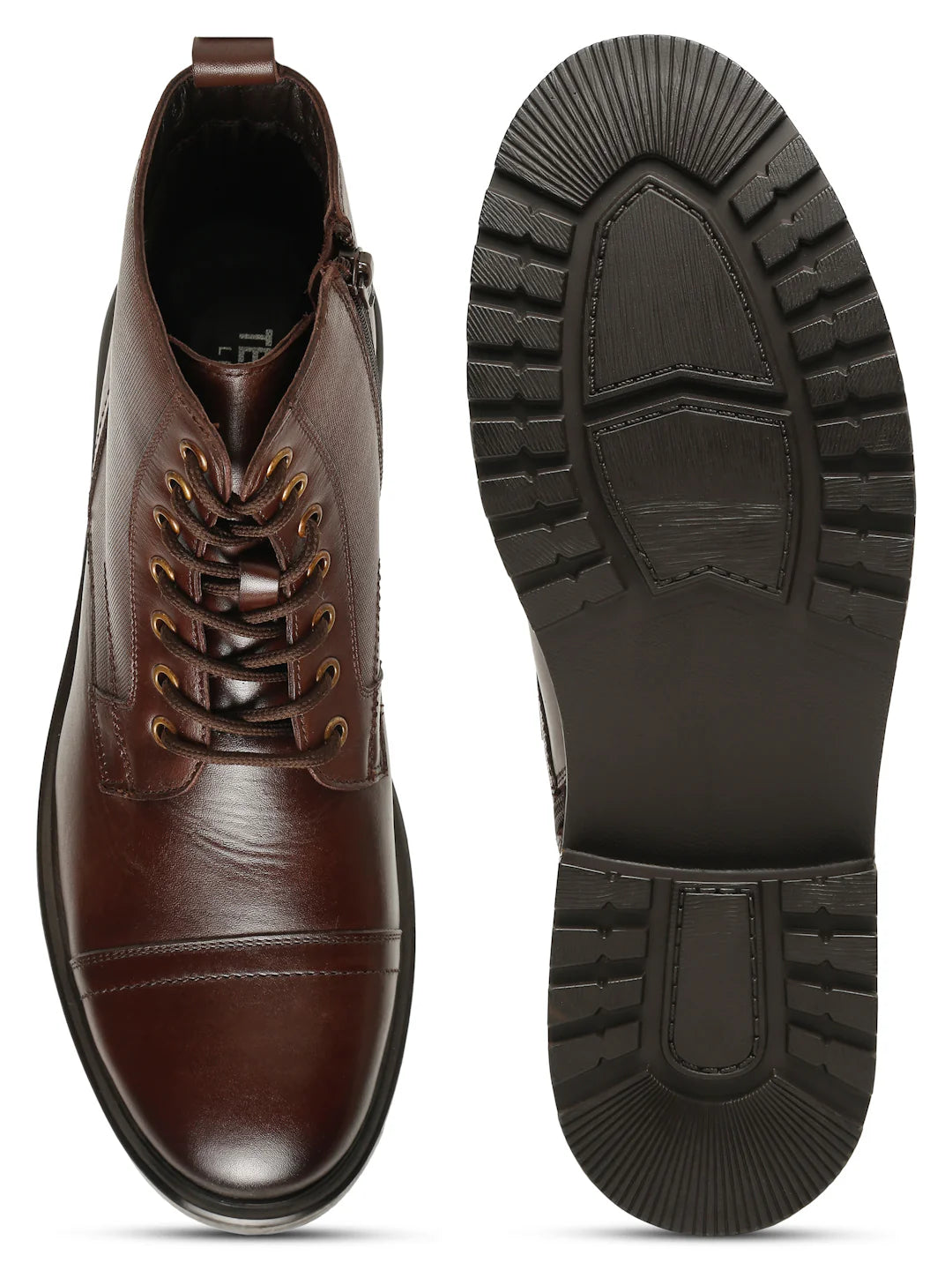 Teakwoodleathers Men's Leather Combat Boots with Side Zipper - Premium High-Top Dress Profile
