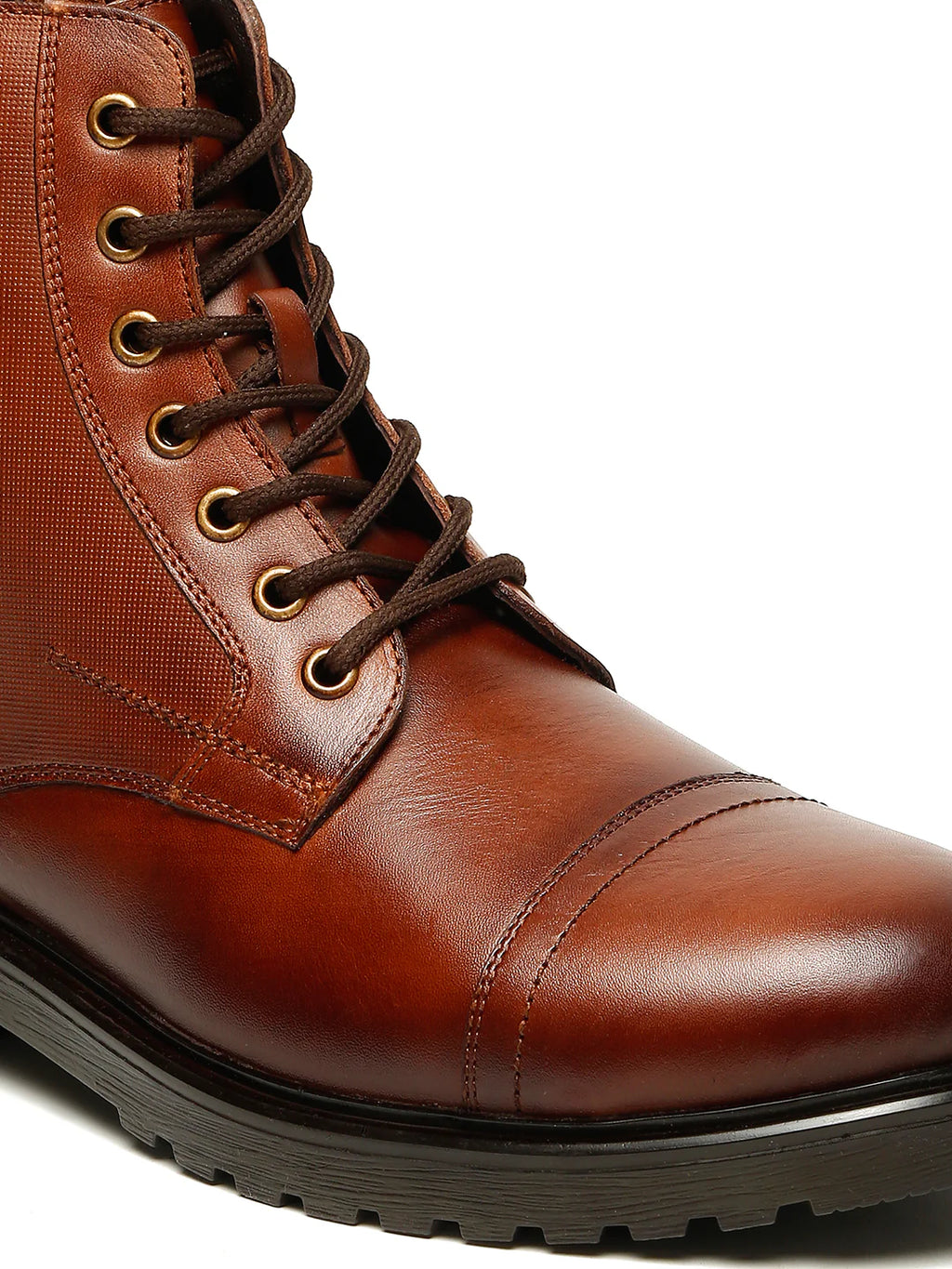Teakwoodleathers Men's Leather Combat Boots with Side Zipper - Premium High-Top Dress Profile