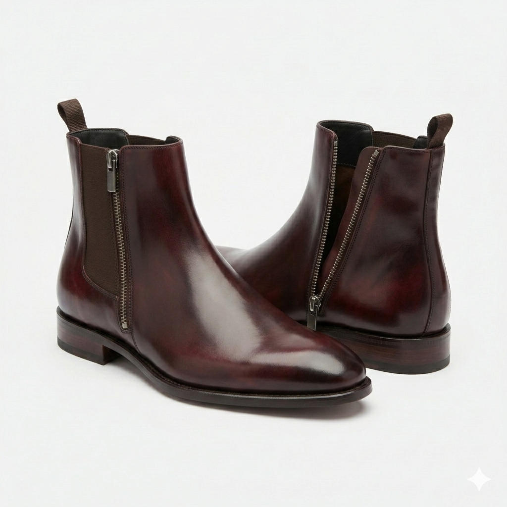 MBF Classic: Premium Leather Zipper Chelsea Formal Boots for Men