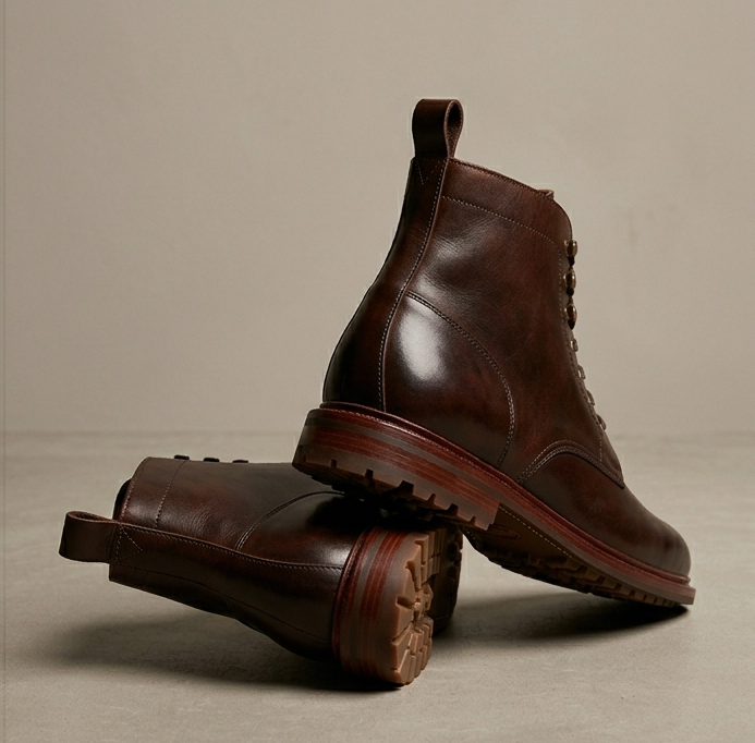 MBF Monarch Men's Formal Leather Dress Boots - Premium Lace-Up Ankle Shoes