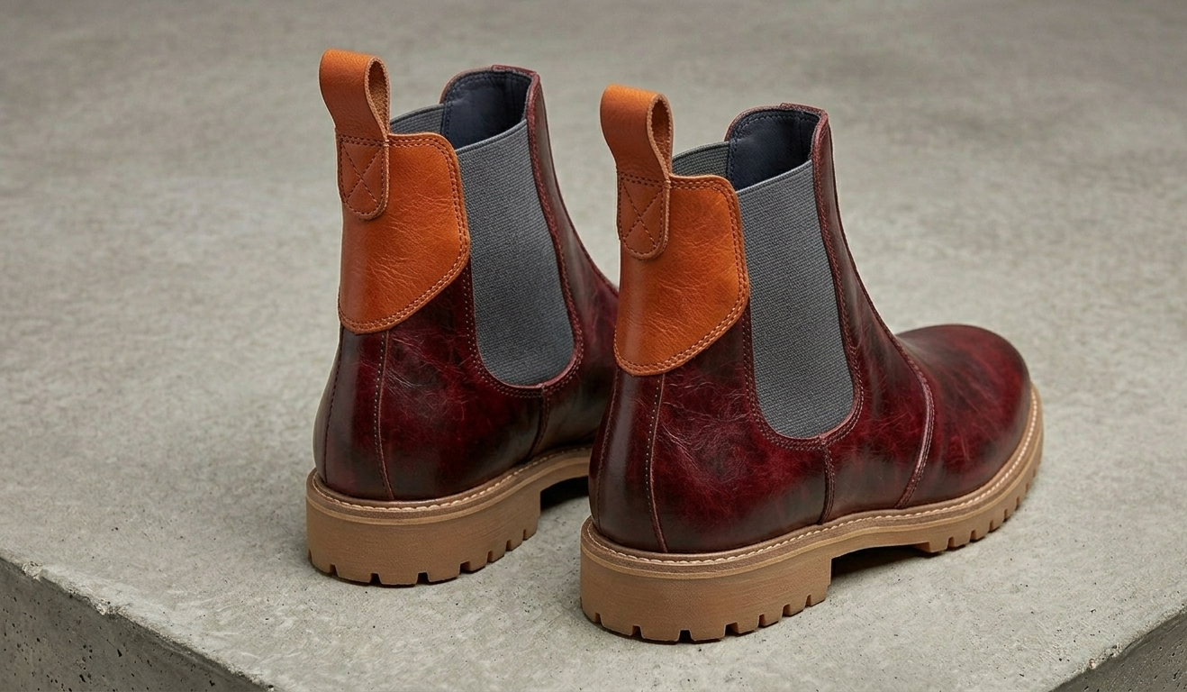 MBF Kingston Burgundy Lug sole chelsea boots