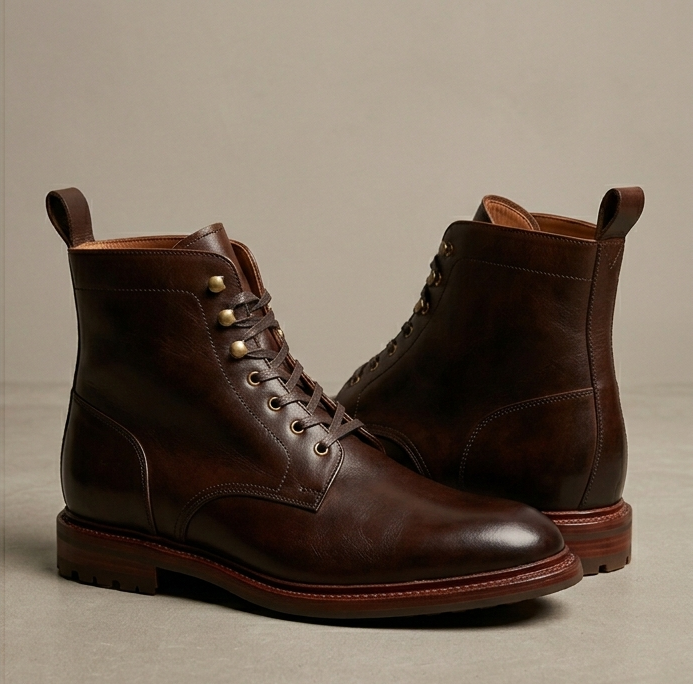 MBF Monarch Men's Formal Leather Dress Boots - Premium Lace-Up Ankle Shoes