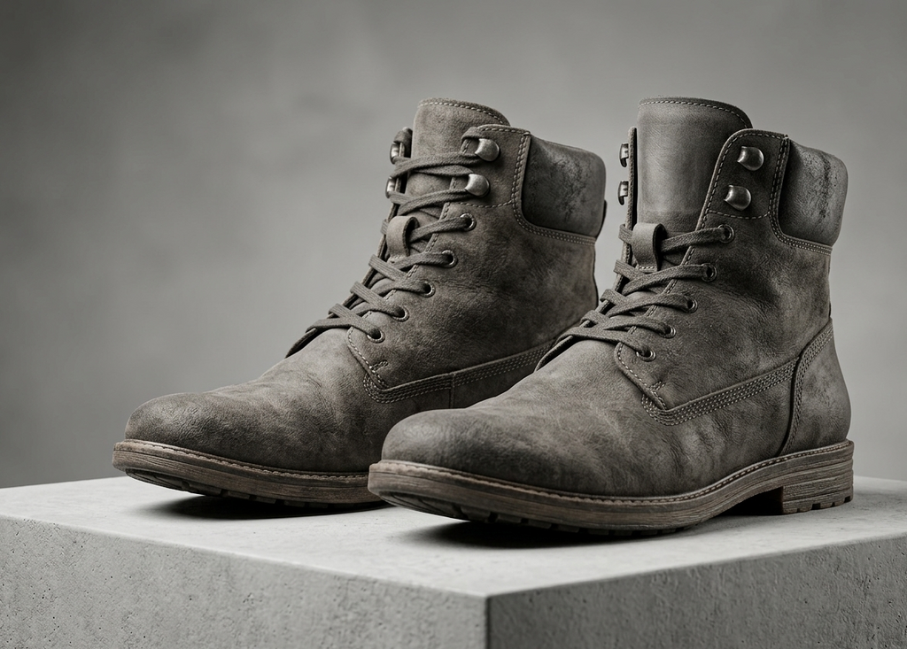 MyBigFoot Sahara Shadow Men's Premium Suede Work Boots - Casual Lace-Up Ankle Shoes