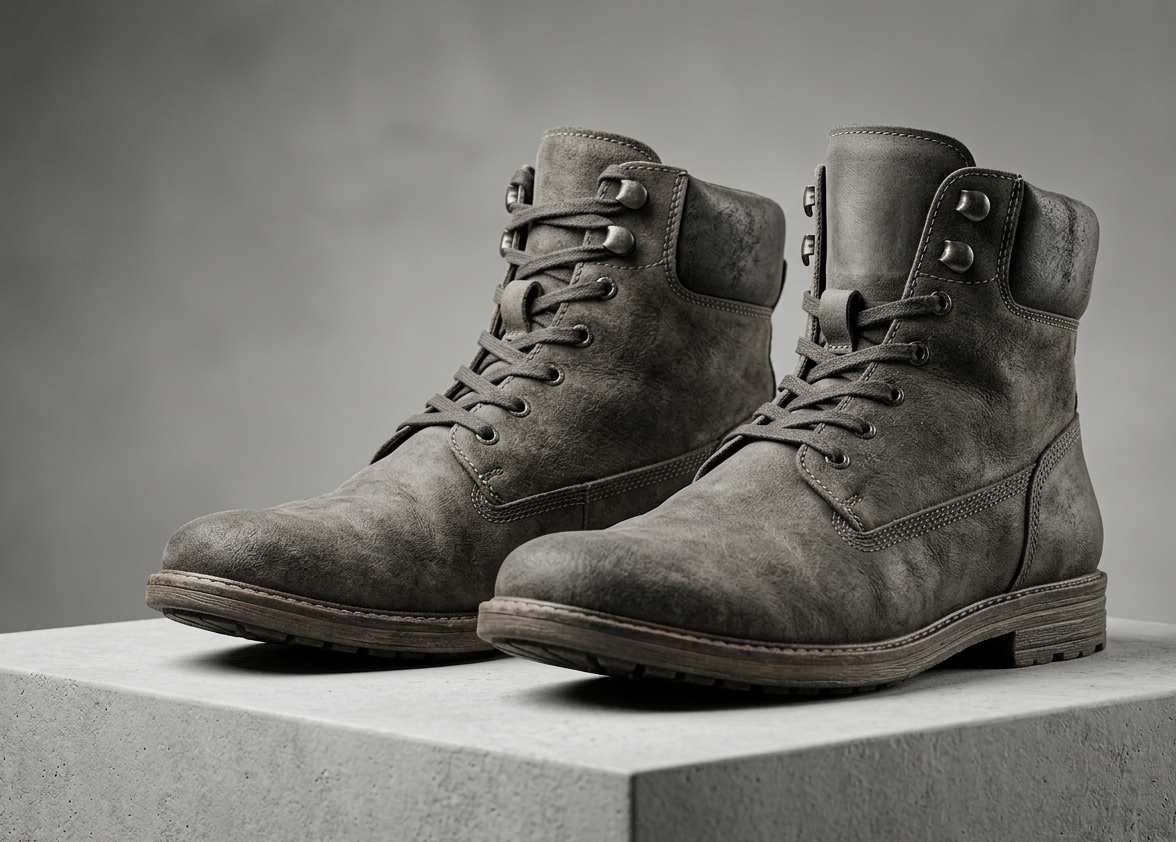 MyBigFoot Sahara Shadow Men's Premium Suede Work Boots - Casual Lace-Up Ankle Shoes