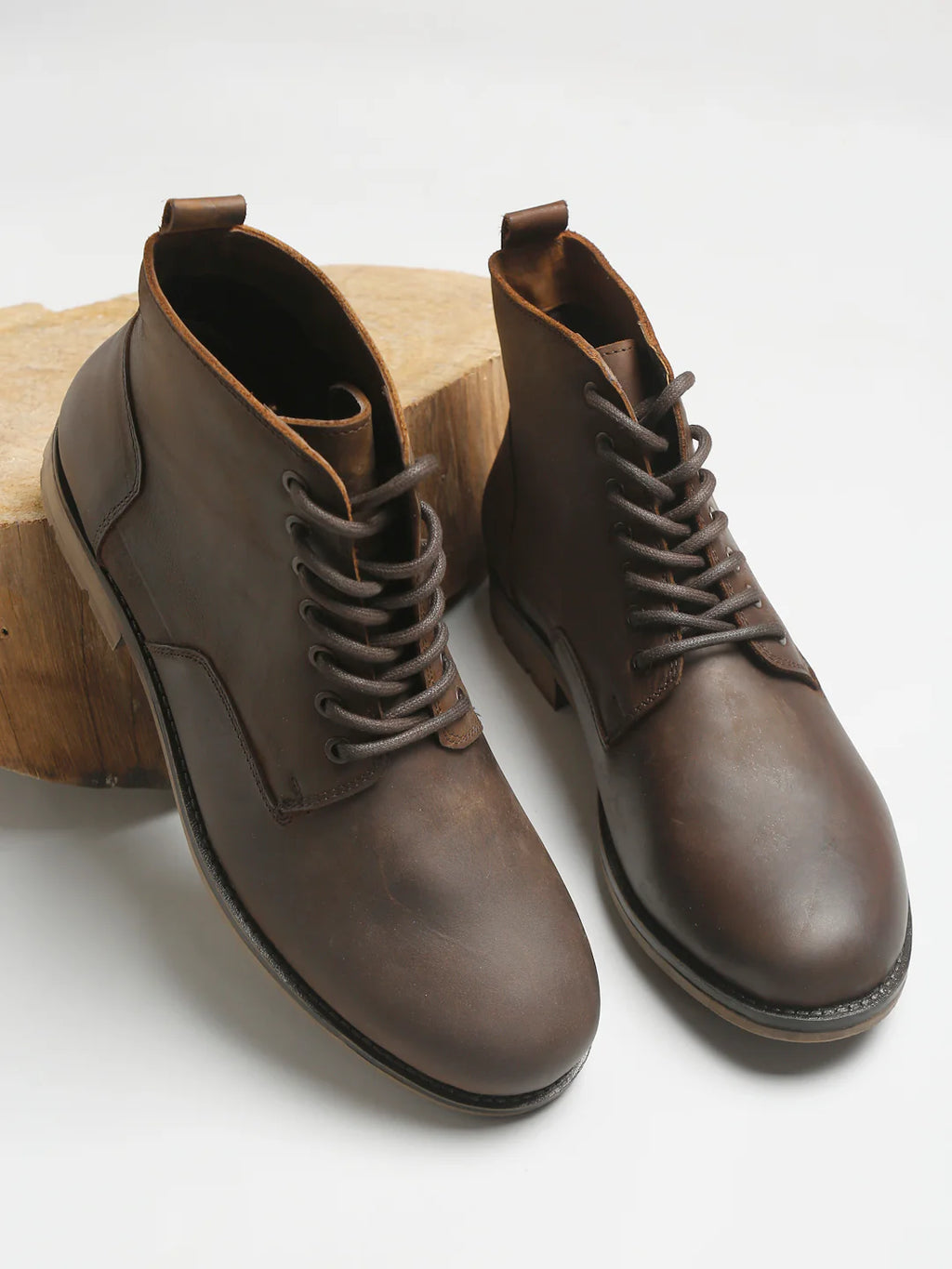 Teakwoodleathers Men's Signature Solid Brown Mid-Top Leather Boots