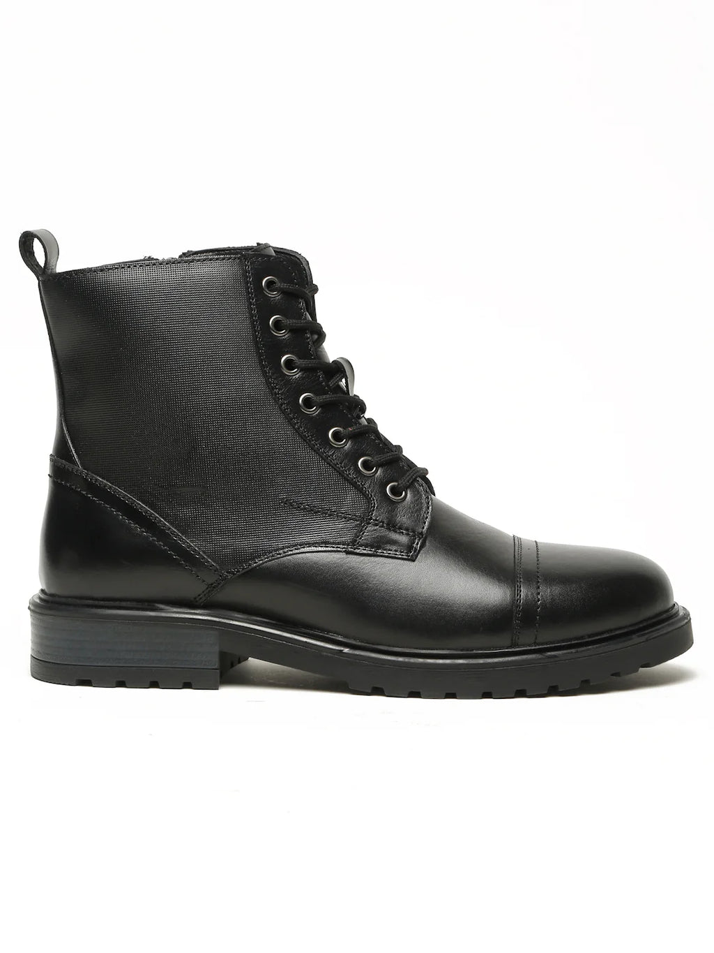 Teakwoodleathers Men's Leather Combat Boots with Side Zipper - Premium High-Top Dress Profile