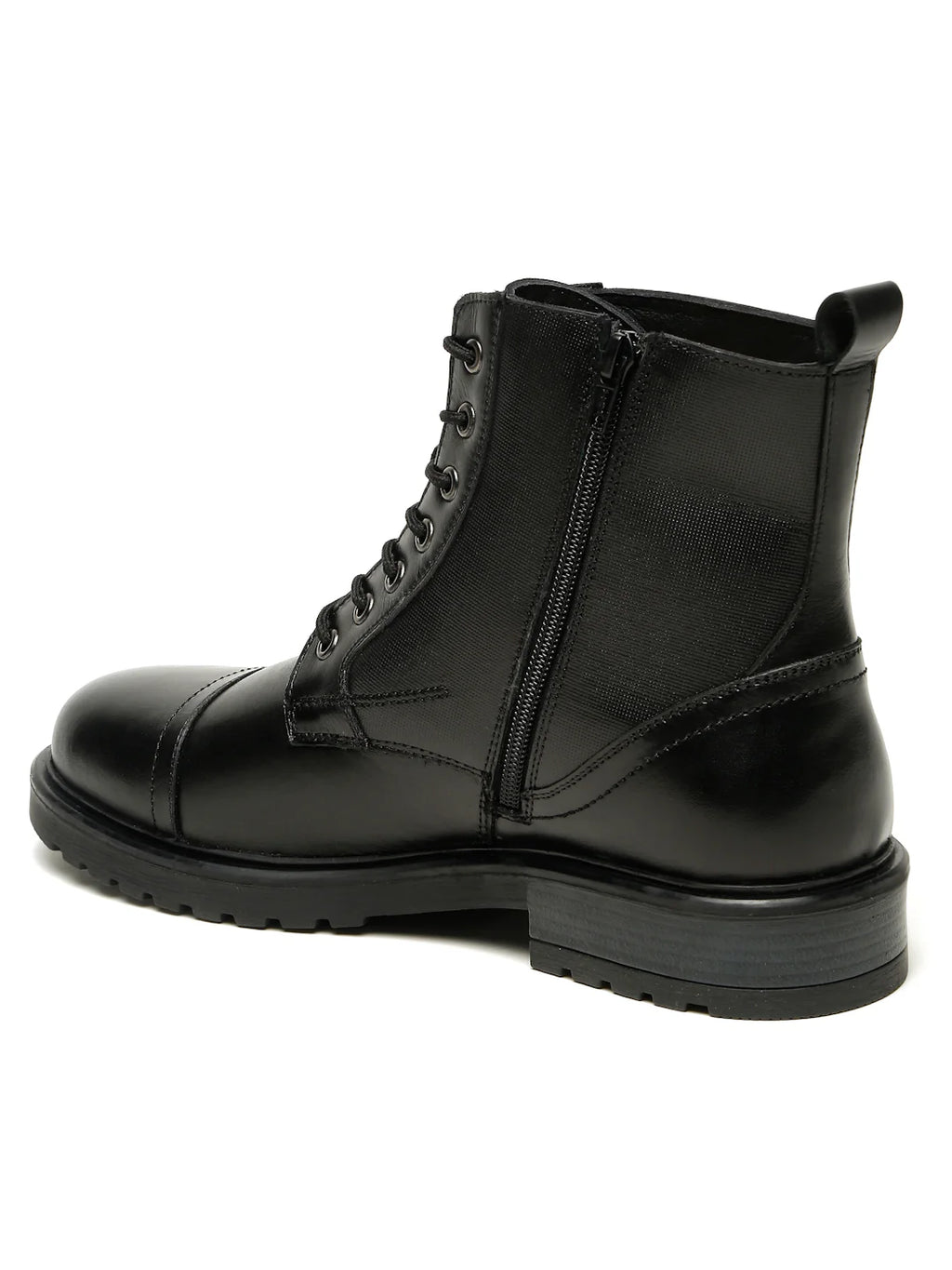Teakwoodleathers Men's Leather Combat Boots with Side Zipper - Premium High-Top Dress Profile