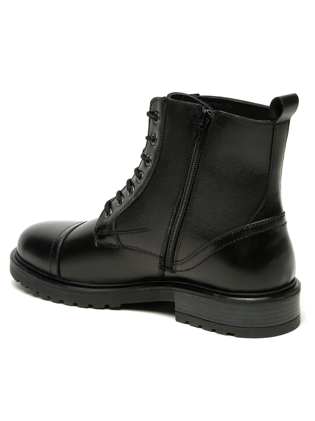 Teakwoodleathers Men's Leather Combat Boots with Side Zipper - Premium High-Top Dress Profile