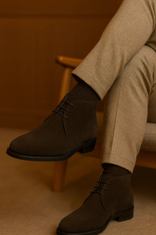 Aryaki Dark Brown Suede Chukka Boots | Handmade Suede Leather Chukka Boots