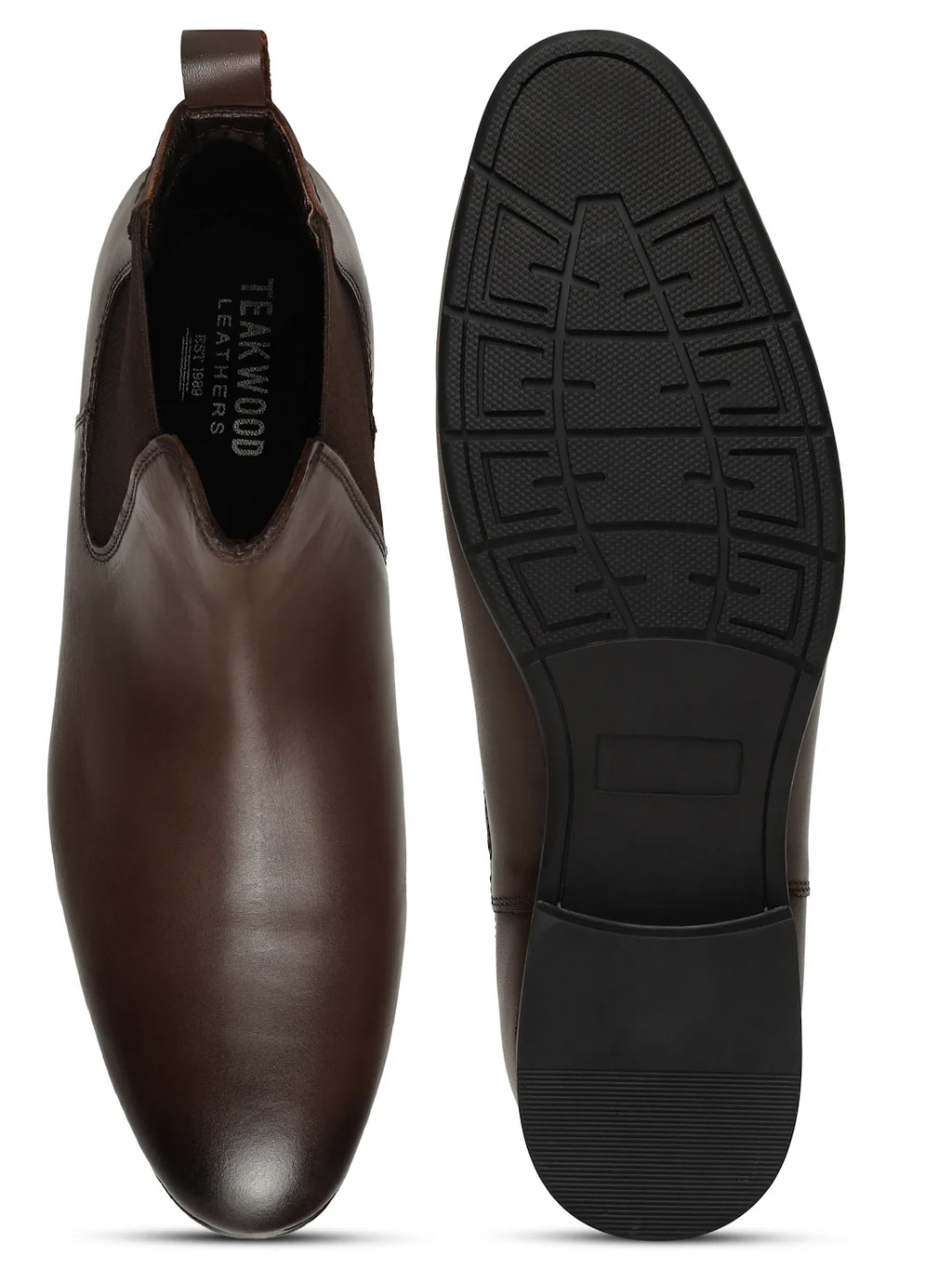 Teakwoodleathers Men's Premium Brown Leather Chelsea Boots - Sleek Formal Slip-On Shoes