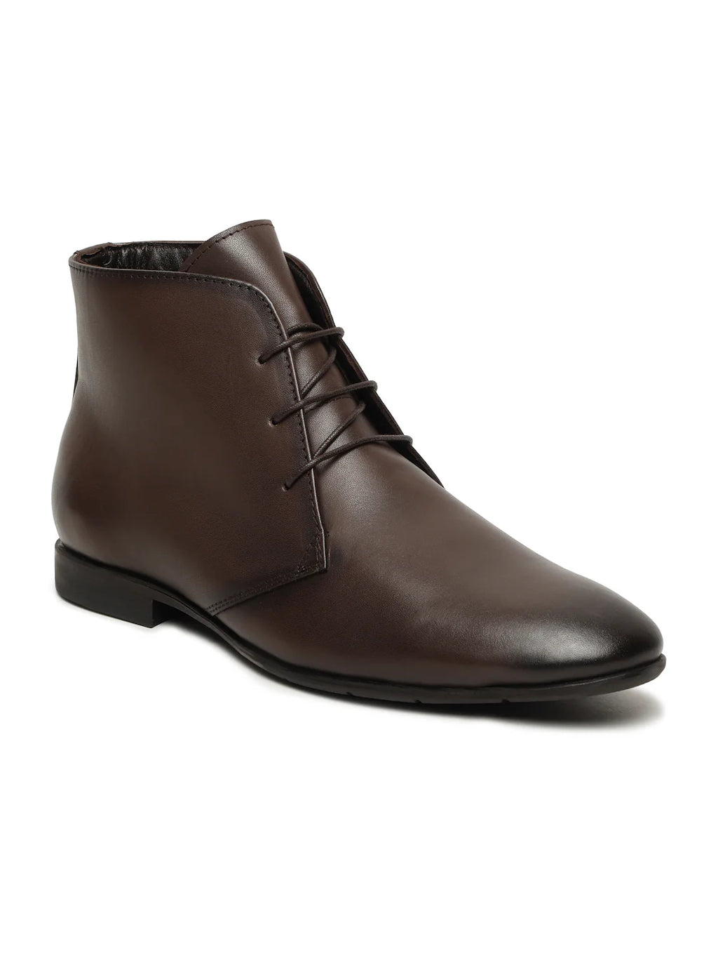 Teakwoodleathers Men's Brown Solid Leather Lace-up Chukka Boots