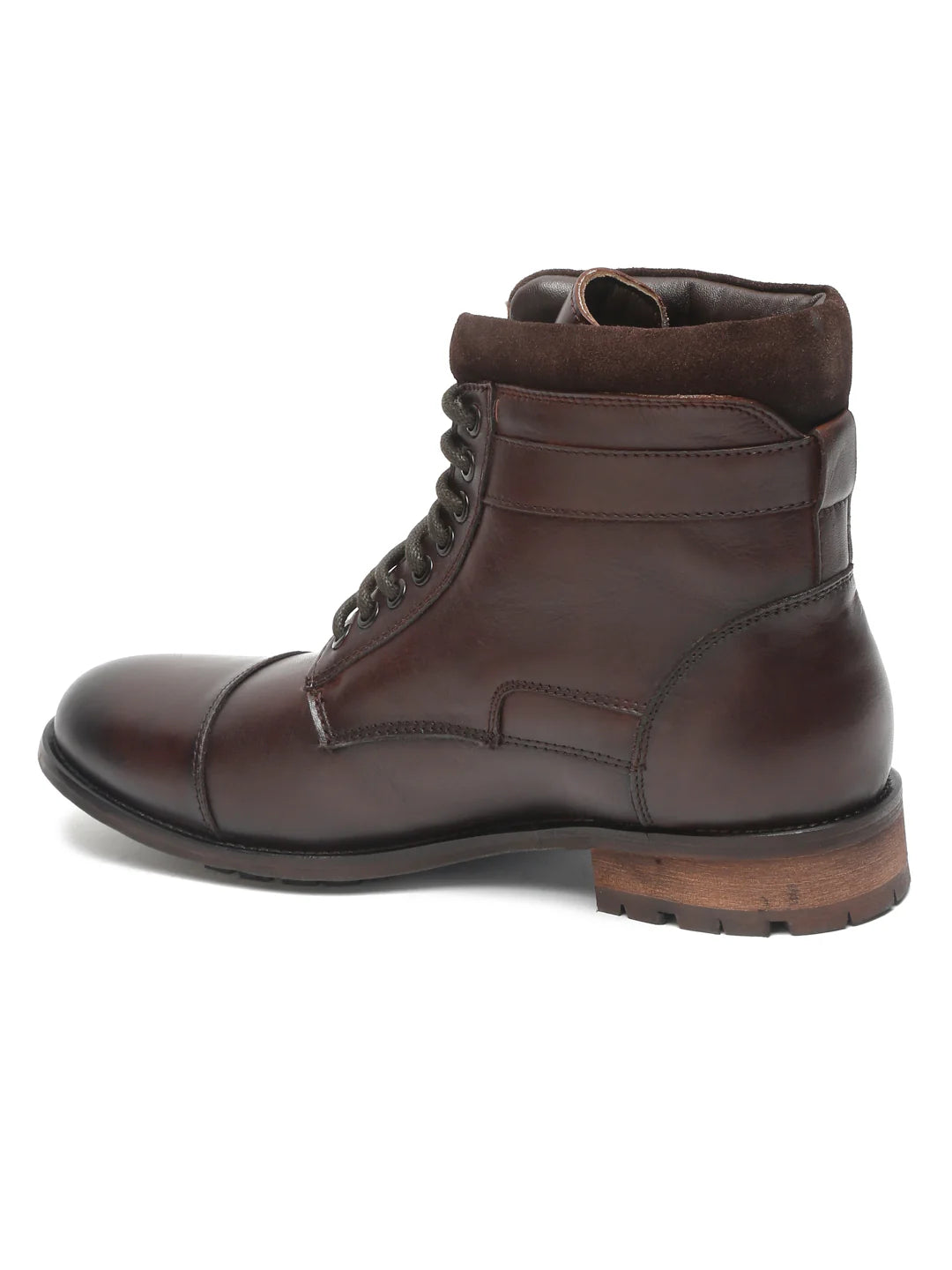 Teakwoodleathers High Buckle Men's Brown Mid-Top Boots - Premium Formal Lace-Up
