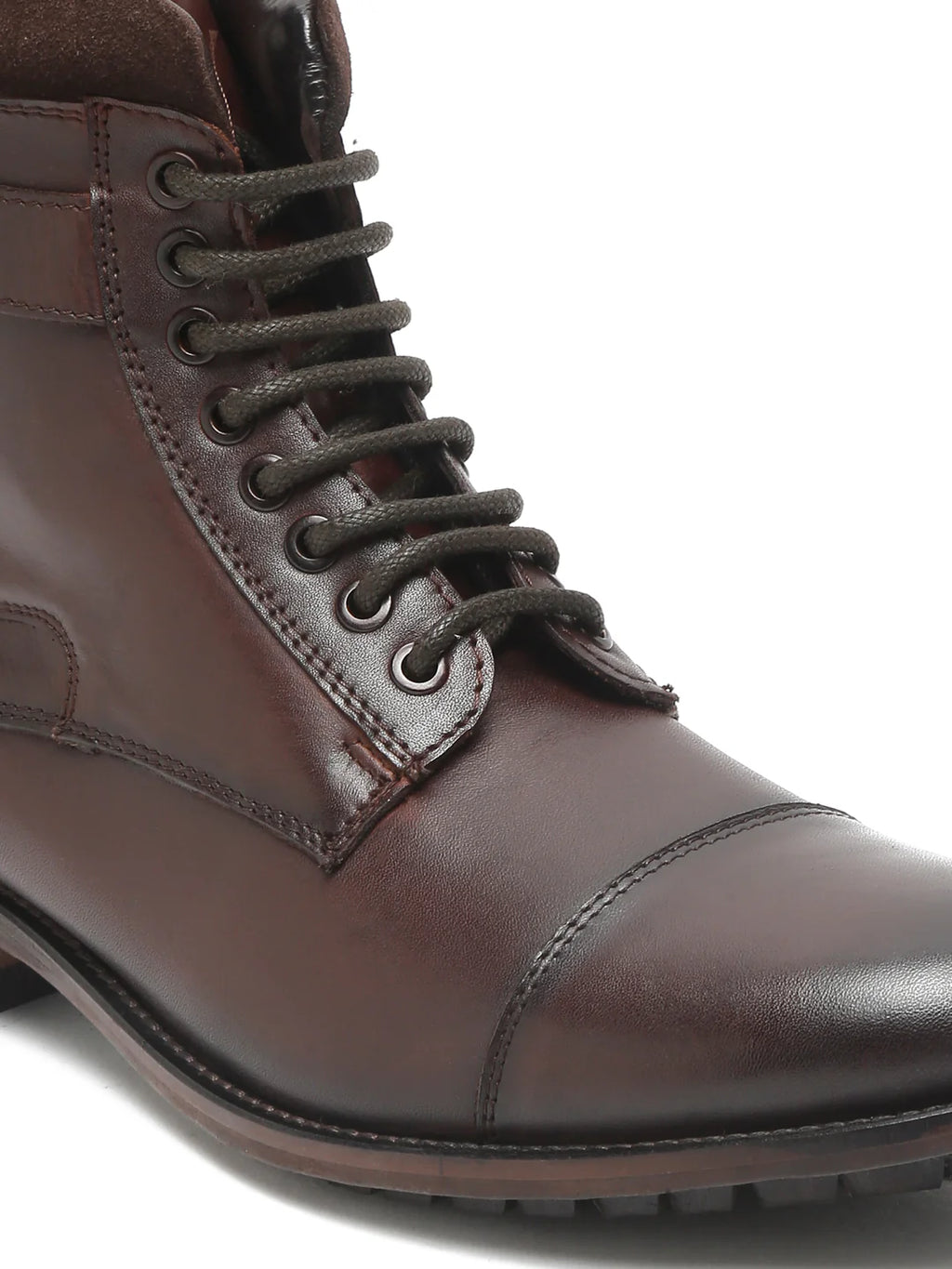 Teakwoodleathers High Buckle Men's Brown Mid-Top Boots - Premium Formal Lace-Up