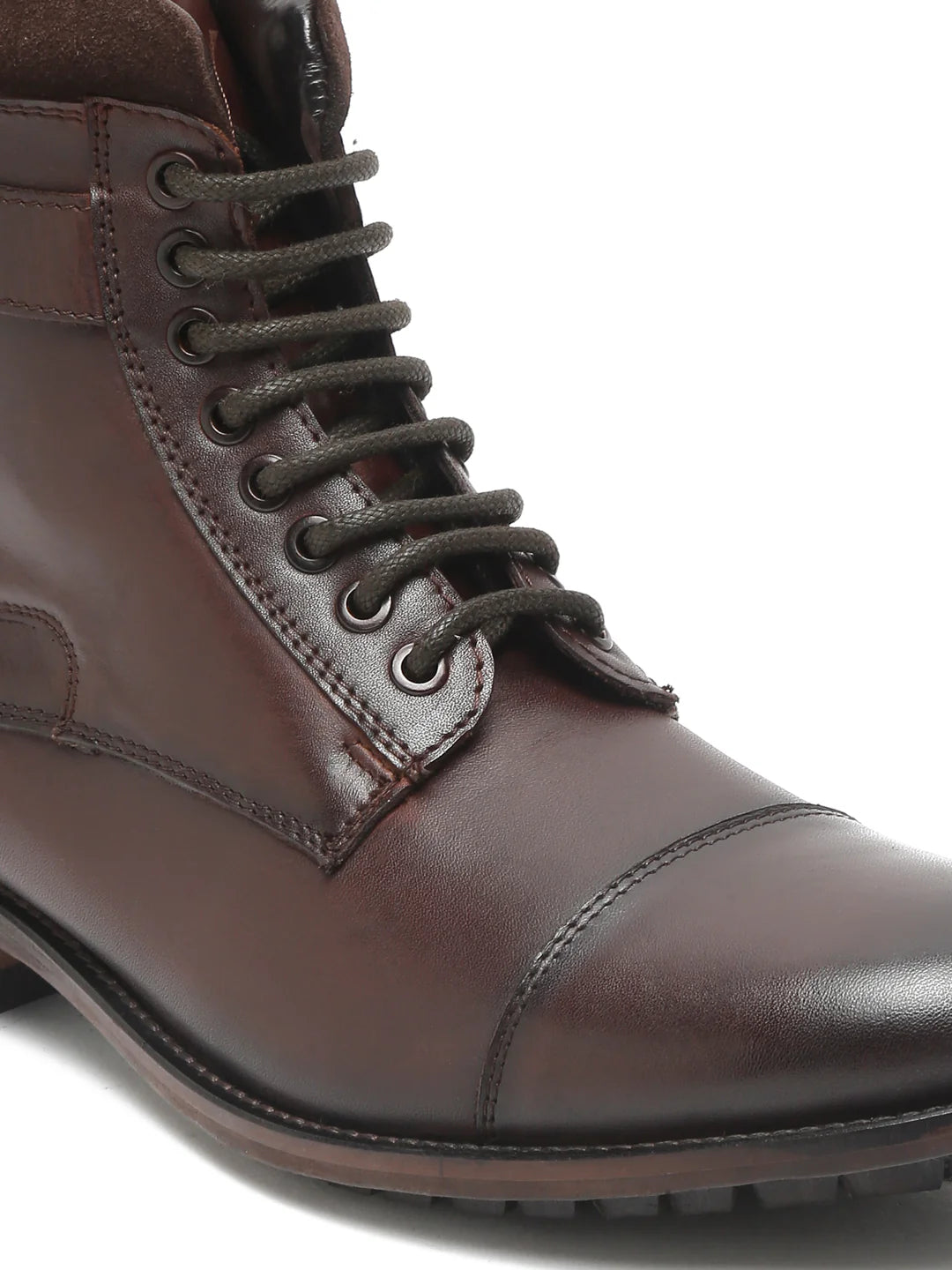 Teakwoodleathers High Buckle Men's Brown Mid-Top Boots - Premium Formal Lace-Up