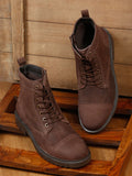 Teakwoodleathers Mens Brown Leather Lace-up Boots