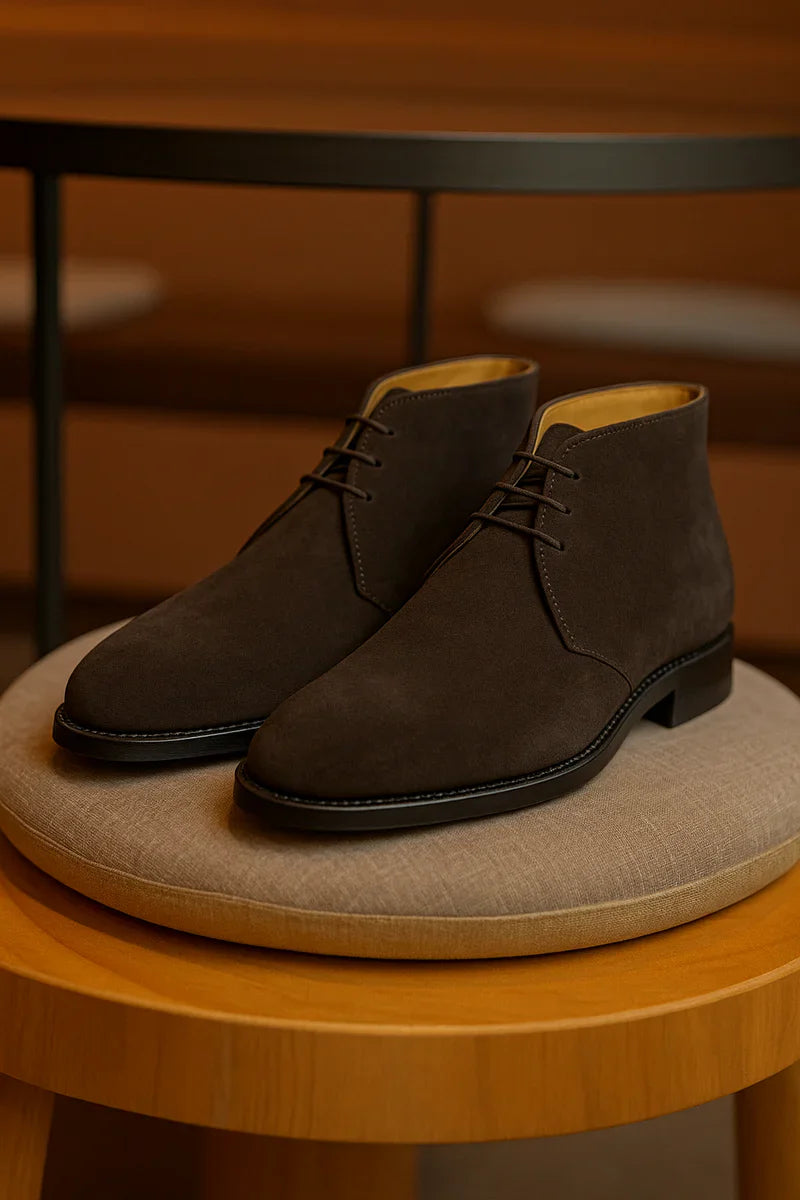 Aryaki Dark Brown Suede Chukka Boots | Handmade Suede Leather Chukka Boots